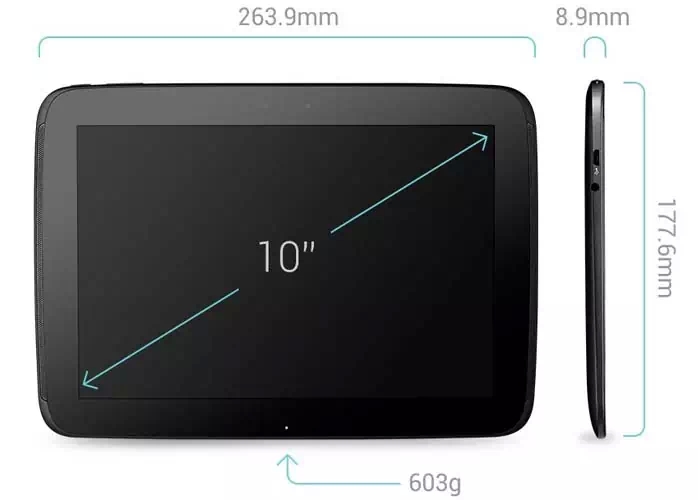 Google Nexus 10 Front and side Google Nexus 10 Front and side